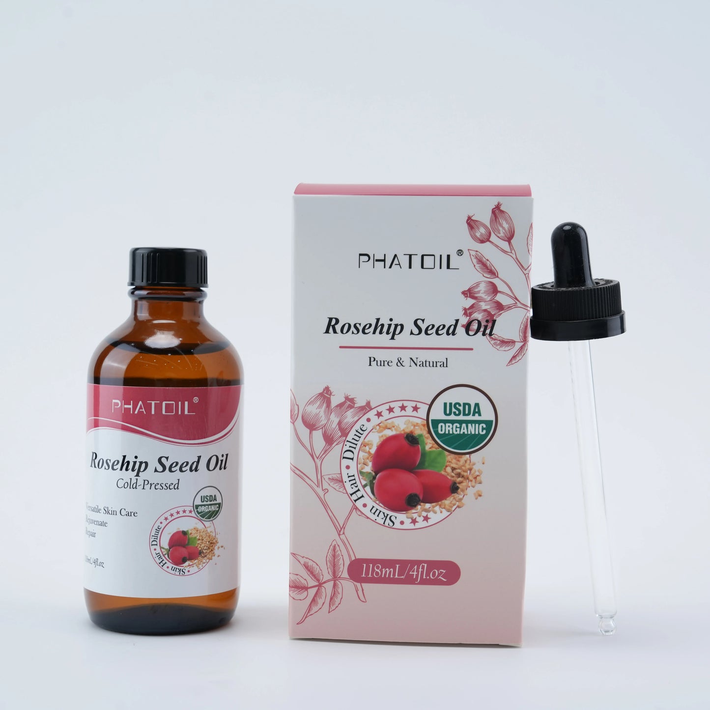 PHATOIL 236ml/118ml aceite de ricino orgánico, aceite esencial sin refinar prensado en frío para el cuidado del cabello crecimiento de pestañas y uñas hidrata la piel