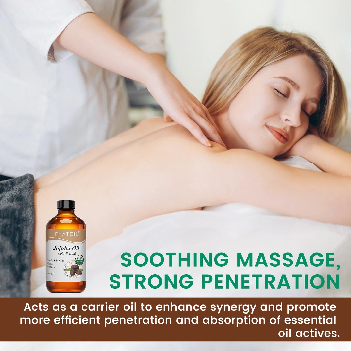 PHATOIL 118ml aceite de jojoba orgánico prensado en frío aceite portador de semillas de rosa mosqueta Natural puro hidratante para cara, cabello, piel y uñas