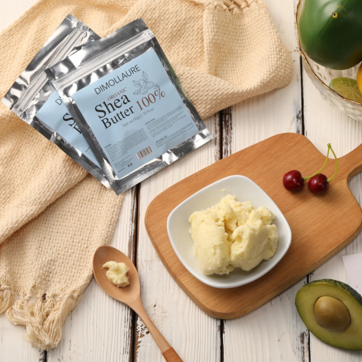 Aceite de manteca de karité Dimollaure natural sin refinar Cuidado de la piel orgánico Hidratante masaje corporal Cuidado del cabello Aceite esencial Aceite portador de aceite corporal 50g