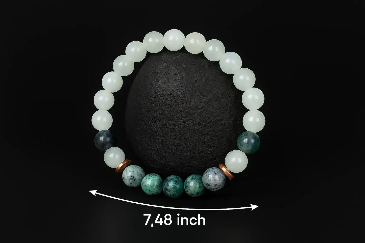 Handmade Natural White and Green Aggregate stone Bead Bracelet-1