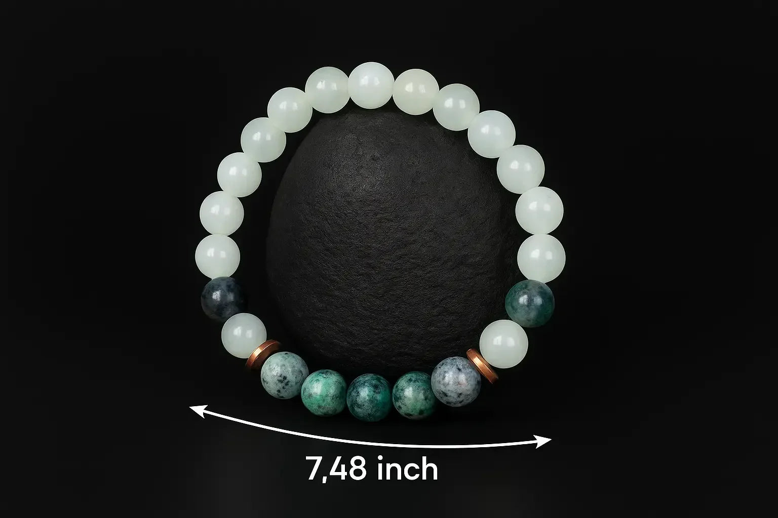 Handmade Natural White and Green Aggregate stone Bead Bracelet-1