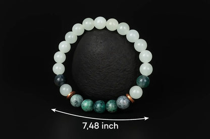 Handmade Natural White and Green Aggregate stone Bead Bracelet-1