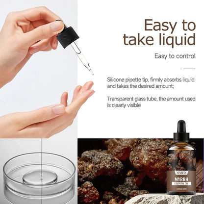 Mirra aceite esencial masaje corporal cuidado de la piel hidratante y refrescante del aire.30ml/60ml/100ml NIVAVIN