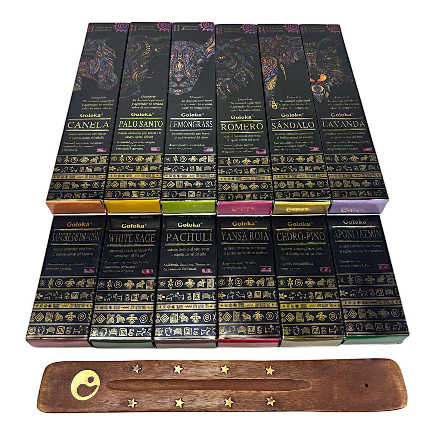 PACK 12 cajitas de inciensos variados- ¨Goloka espiritud animal¨