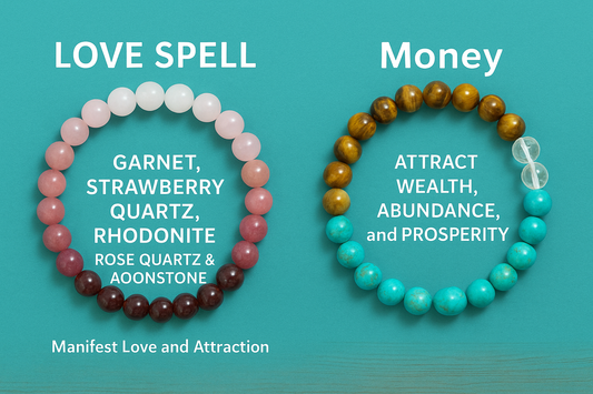 Pulseras piedras semi-preciosas "ABUNDANCE¨ Y  "LOVE"