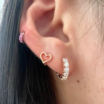 Pendientes de aro con triple gema. 3 VARIEDADES DE DISTINTAS GEMAS ELIGE LA TUYA