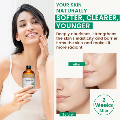 PHATOIL 118ml aceite de jojoba orgánico prensado en frío aceite portador de semillas de rosa mosqueta Natural puro hidratante para cara, cabello, piel y uñas