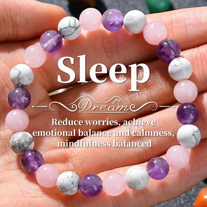 Pulsera Anti-Estrés y Relajante – Turquesa Blanca, Amatista y Cuarzo Rosa