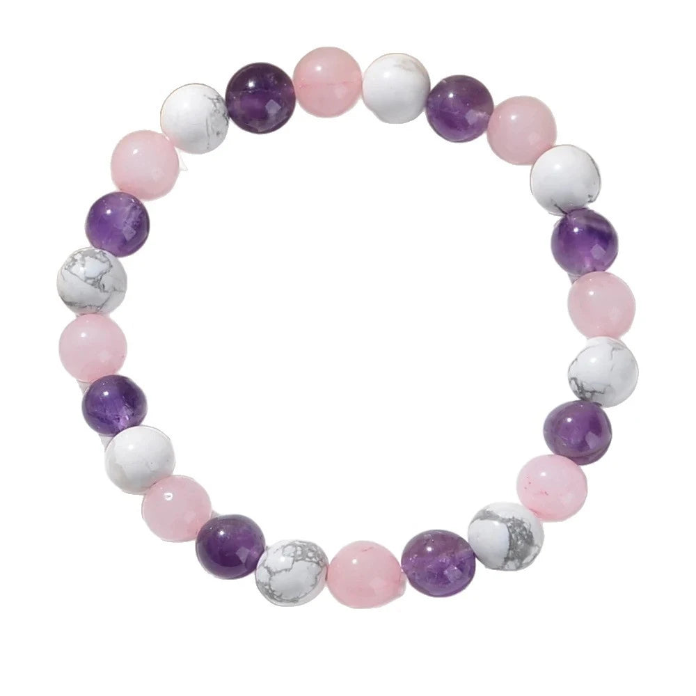 Pulsera Anti-Estrés y Relajante – Turquesa Blanca, Amatista y Cuarzo Rosa