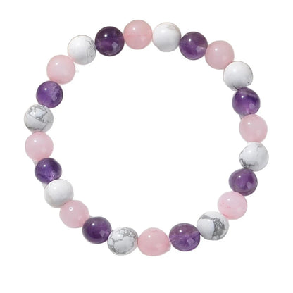 Pulsera Anti-Estrés y Relajante – Turquesa Blanca, Amatista y Cuarzo Rosa