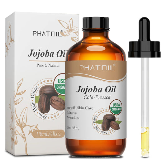 PHATOIL 118ml aceite de jojoba orgánico prensado en frío aceite portador de semillas de rosa mosqueta Natural puro hidratante para cara, cabello, piel y uñas