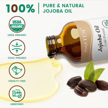 PHATOIL 118ml aceite de jojoba orgánico prensado en frío aceite portador de semillas de rosa mosqueta Natural puro hidratante para cara, cabello, piel y uñas