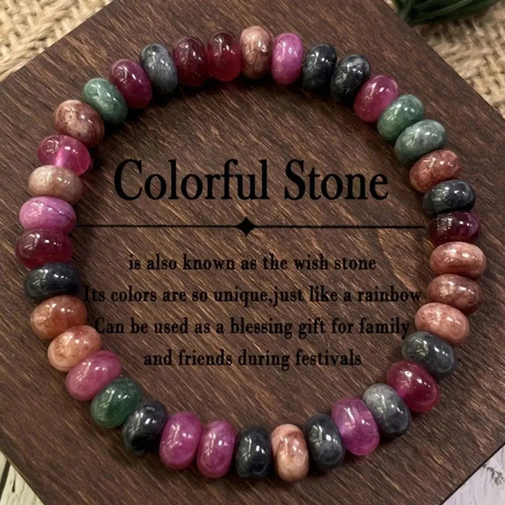 Pulsera Wish Stone de Turmalina Sandía Natural – Energía y Bienestar