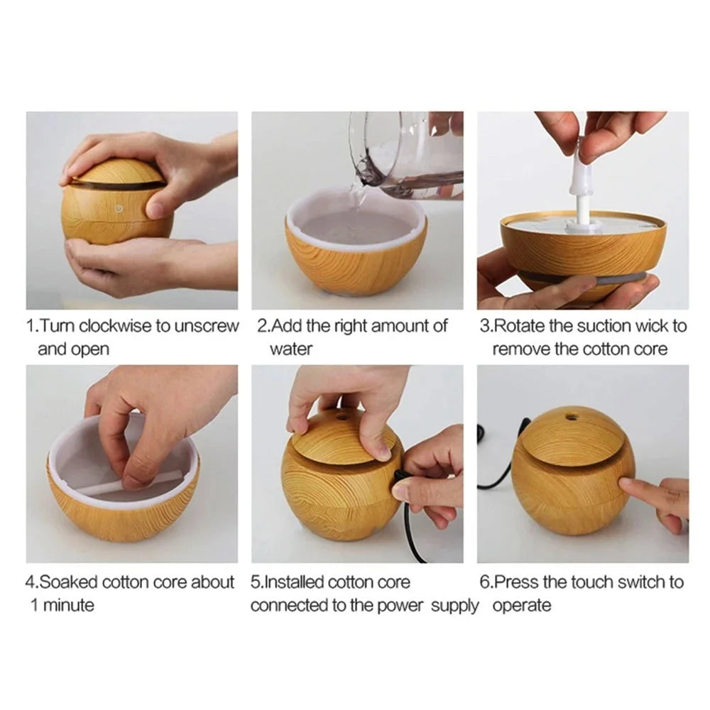 Difusor de aromaterapia ultrasónico compacto de madera.200ml