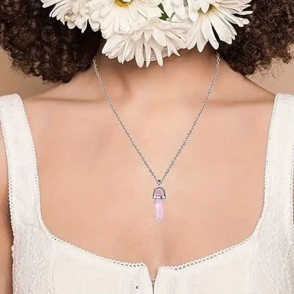 Juego de 3 colgantes y collares de cuarzo rosa para energía espiritual.