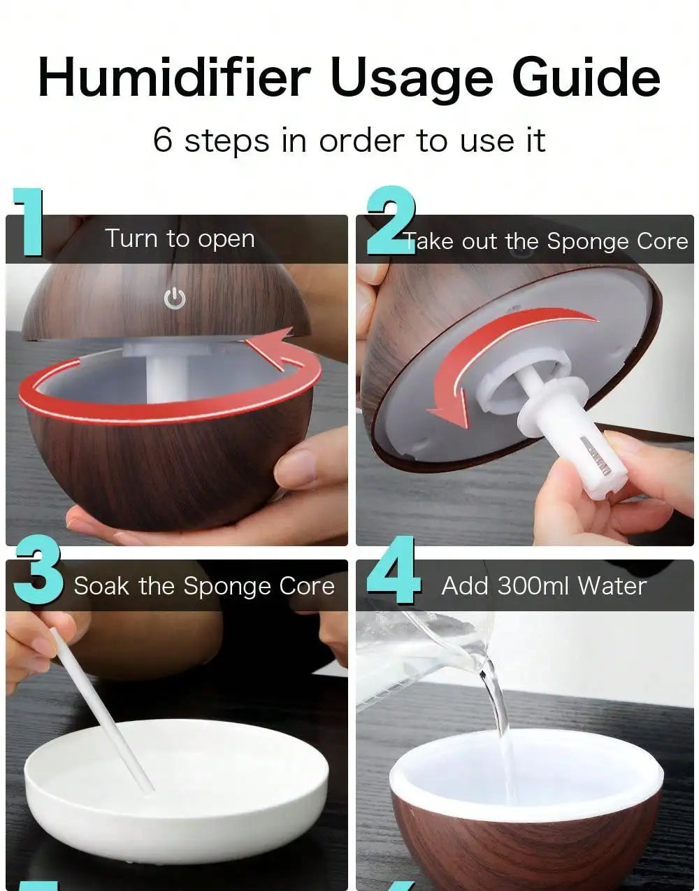 Difusor de aceites esenciales, humidification de aire de 200 ml USB.