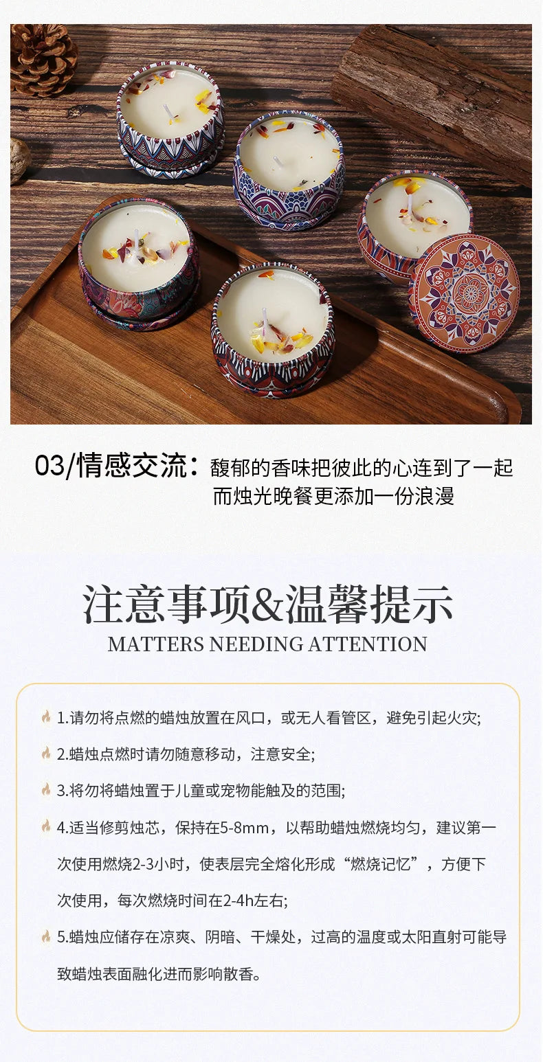 vela de aromaterapia estilo etnico sin humo, dormitorio, sala de estar, vela perfumada de cera de soja hecha a mano, decoración del hogar