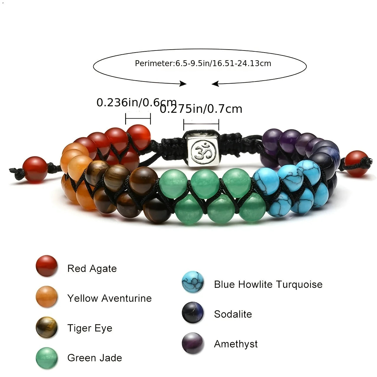 Pulsera tratamiento de 7 Chakras, pulsera de cuentas ajustables.