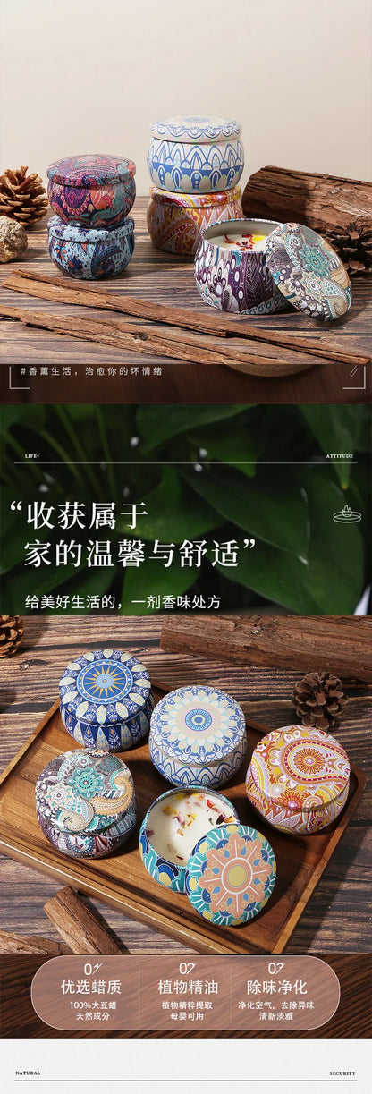 vela de aromaterapia estilo etnico sin humo, dormitorio, sala de estar, vela perfumada de cera de soja hecha a mano, decoración del hogar