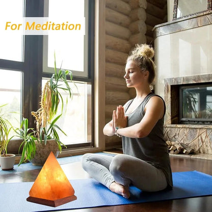 Lámpara de sal del Himalaya USB con 8 colores que cambian, purificador tallado a mano Base de madera,