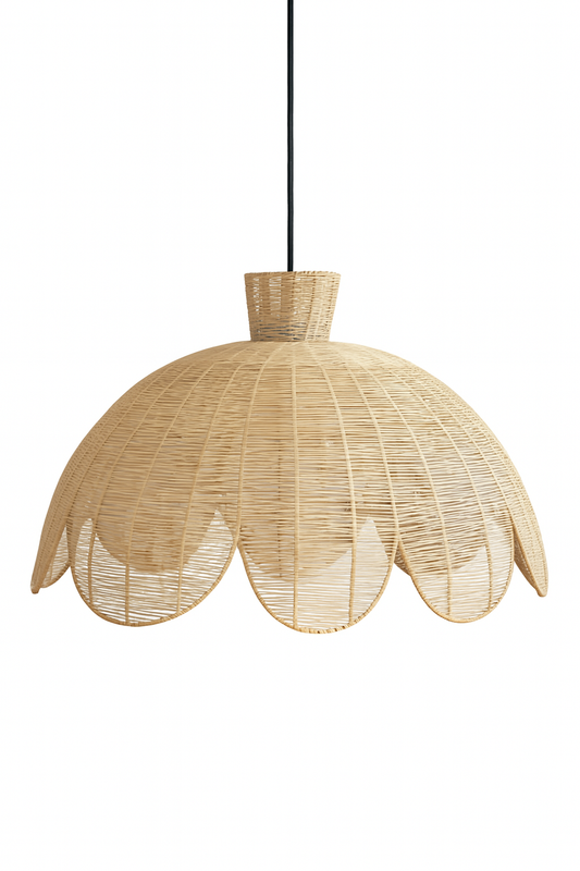 Lámpara colgante de ratán hecha a mano – Fibra natural en forma de cúpula