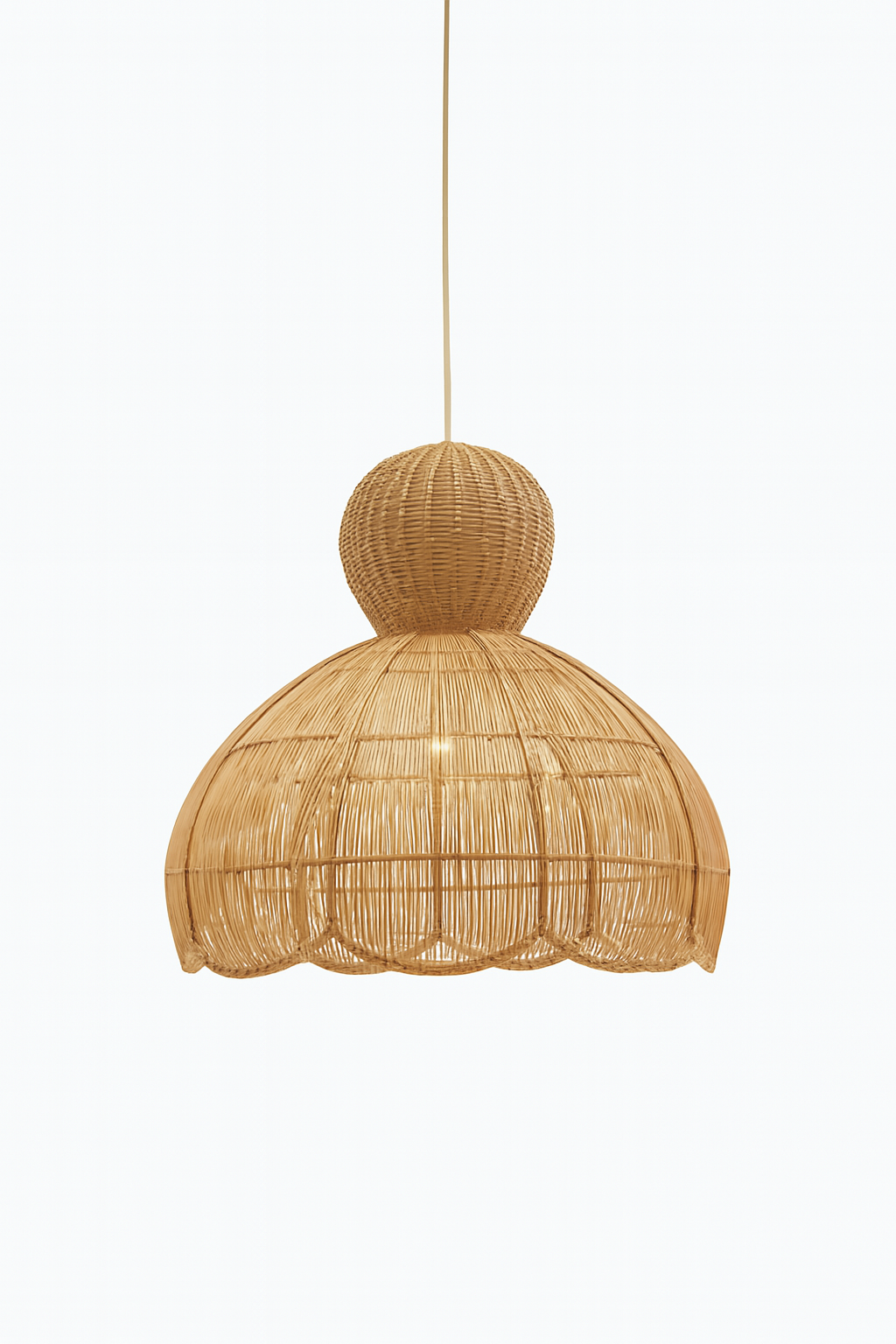 Lámpara colgante de ratán hecha a mano – Fibra natural en forma de cúpula