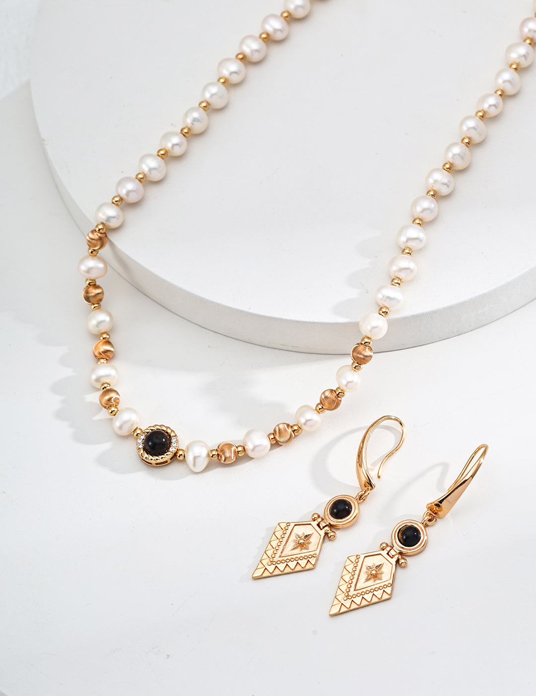 Natural Pearl With Tiger Eye Stone Necklace-1